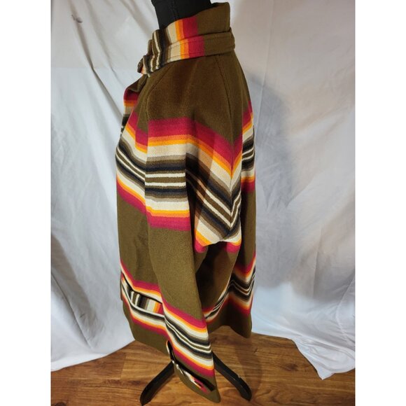 Pendleton Olive and Multicolor Striped Pea Coat - Picture 7 of 11